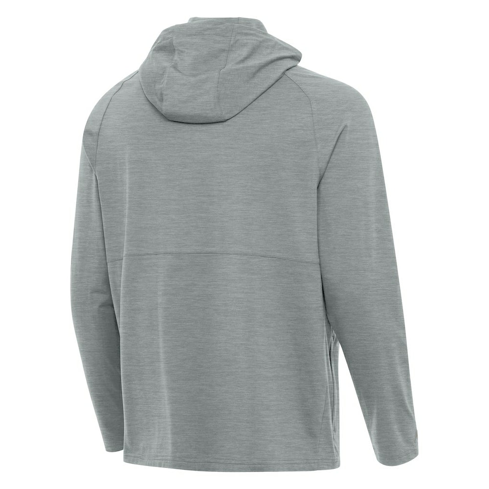 Seattle Seahawks Antigua 50th Season Spikes Raglan Quarter-Zip Hoodie - Heather Gray - NFL