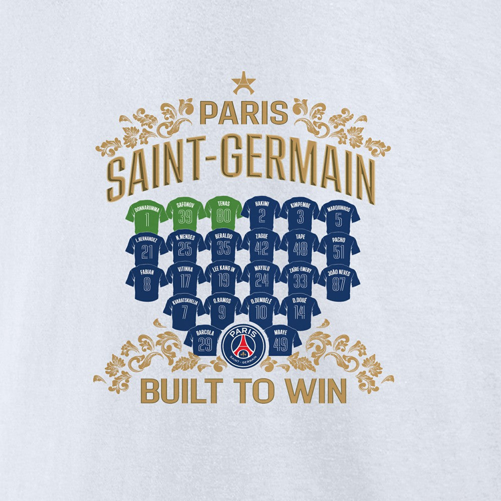 Paris Saint-Germain 2025 Champions League Winners Roster Jersey T-Shirt White