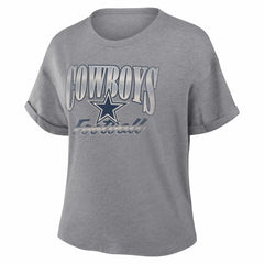 Dallas Cowboys Women's Overplayed Tribute Tri-Blend Boxy T-Shirt - Heather Gray - Fanatics