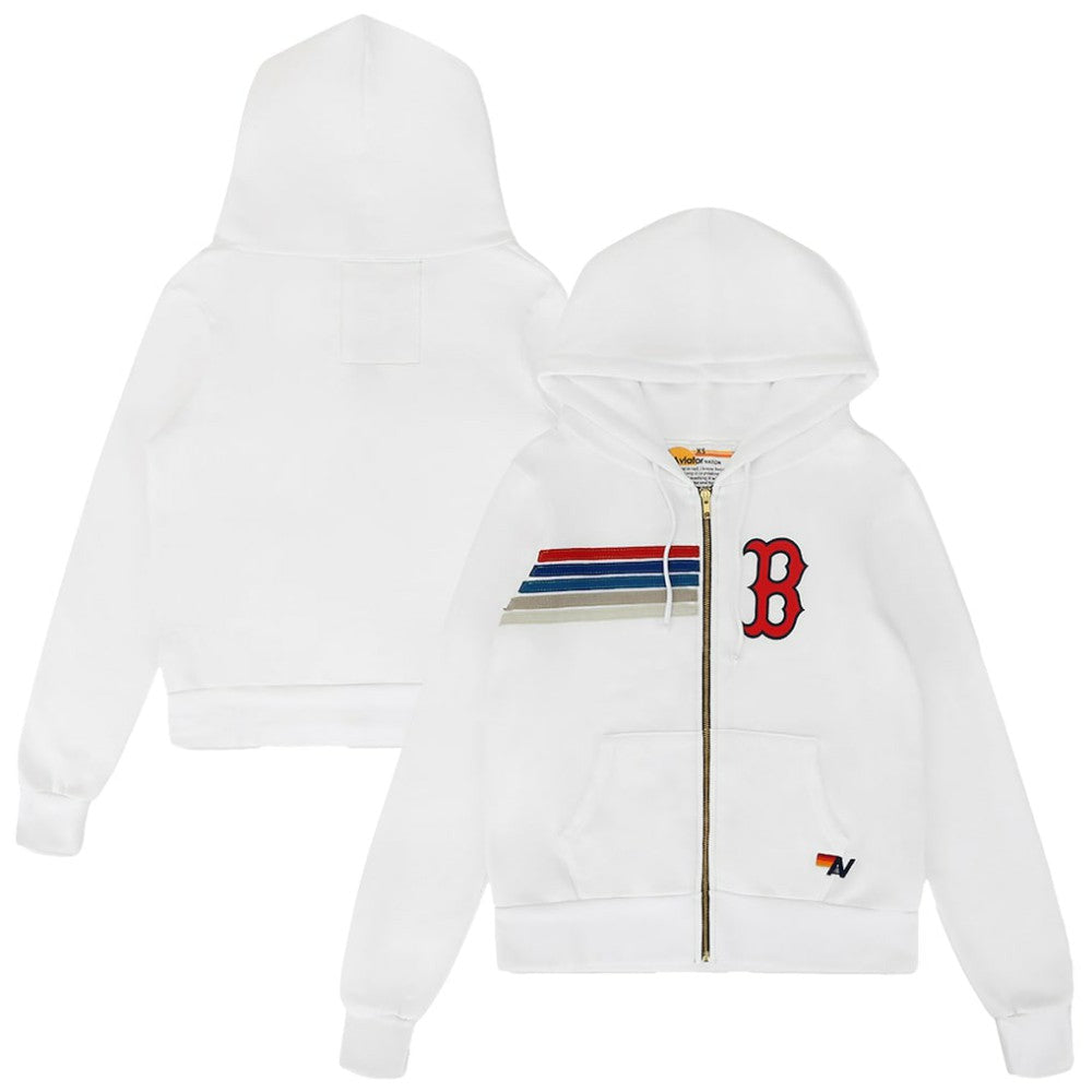 Boston Red Sox Aviator Nation x MLB Unisex Five-Stripe Tri-Blend Full-Zip Hoodie for sale