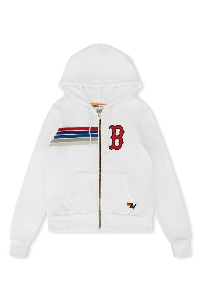 Boston Red Sox Aviator Nation x MLB Unisex Five-Stripe Tri-Blend Full-Zip Hoodie for sale