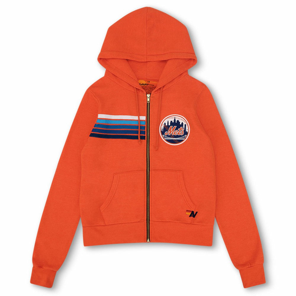New York Mets Aviator Nation x MLB Unisex Five-Stripe Tri-Blend Full-Zip Hoodie Discount