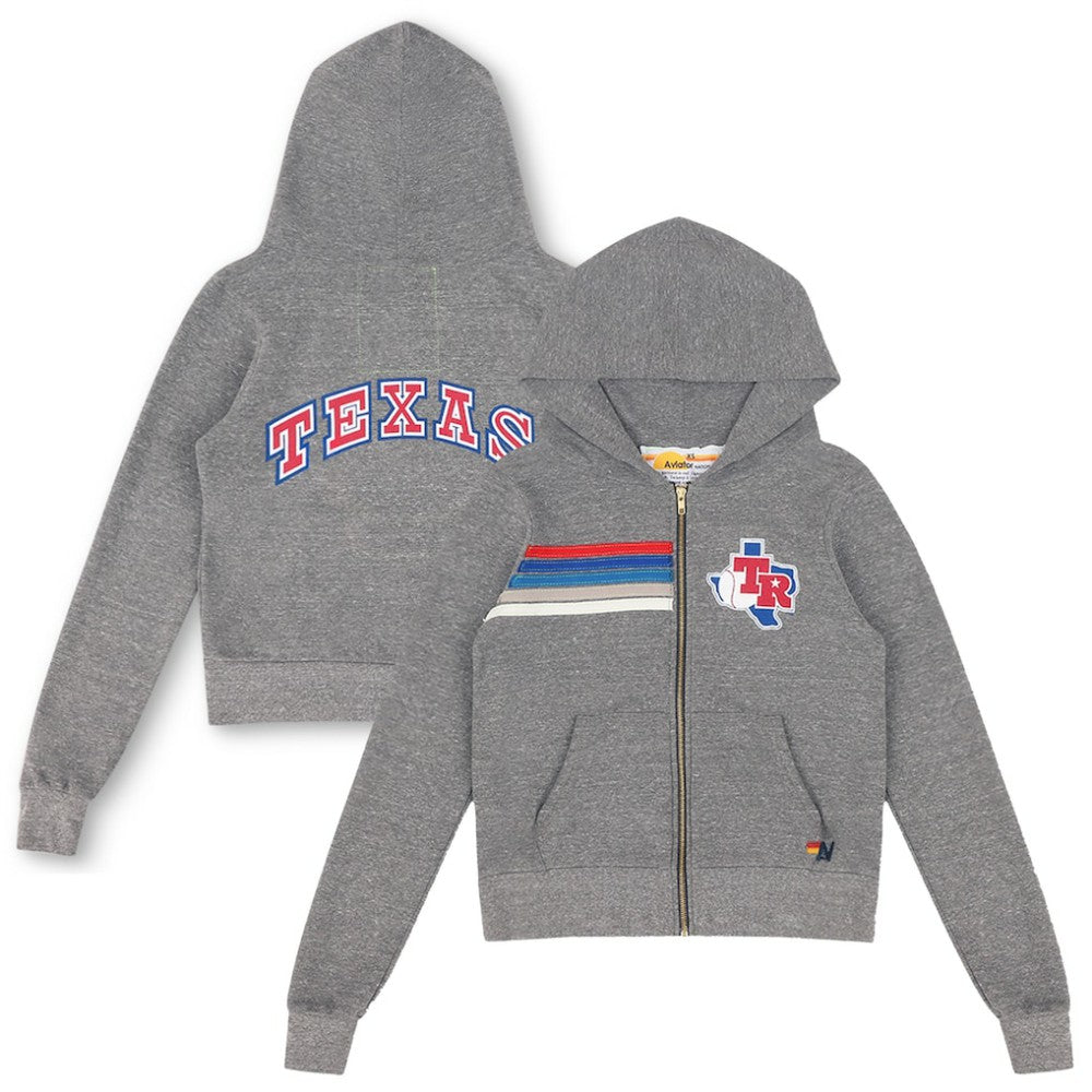 Texas Rangers Aviator Nation x MLB Unisex 5-Stripe Tri-Blend Full-Zip Hoodie Sale