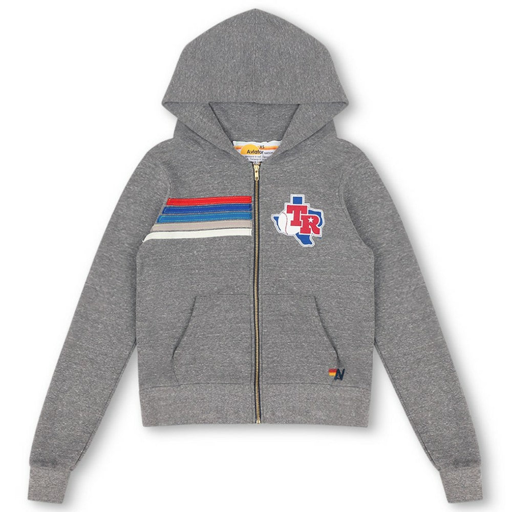 Texas Rangers Aviator Nation x MLB Unisex 5-Stripe Tri-Blend Full-Zip Hoodie Sale