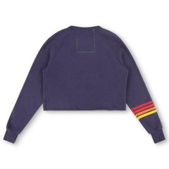 Texas Rangers Aviator Nation x MLB Women's Rugby Stitch Cropped Tri-Blend Pullover Sweatshirt Discount