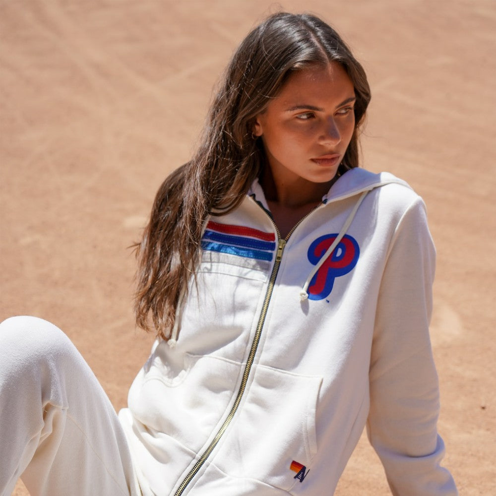 Philadelphia Phillies Aviator Nation x MLB Unisex Five-Stripe Tri-Blend Full-Zip Hoodie Online