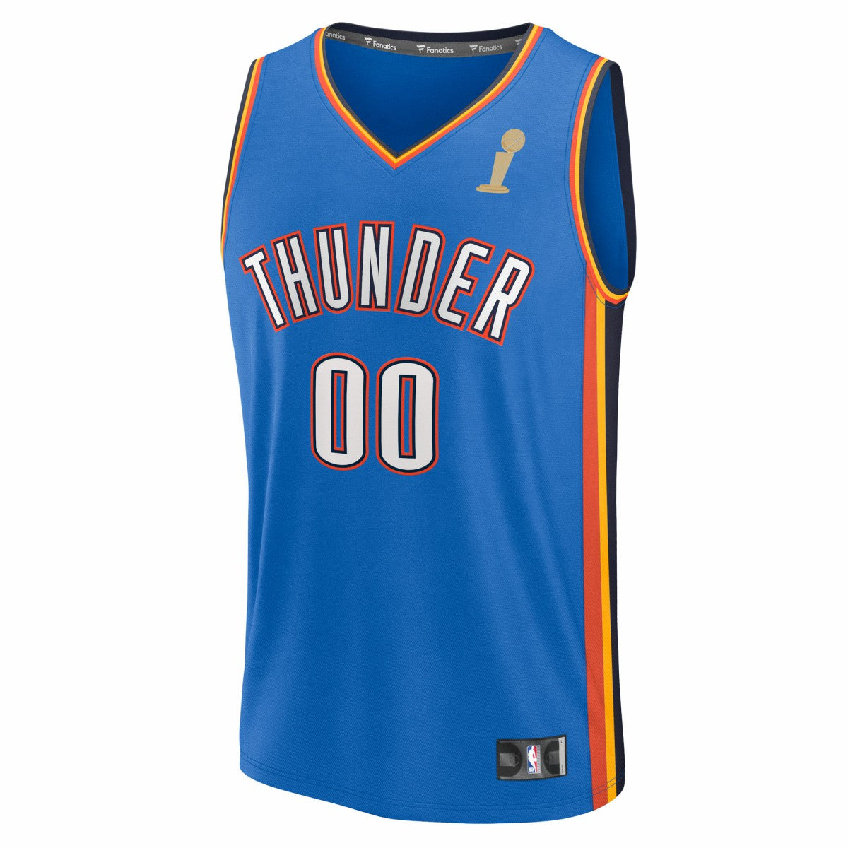 Fanatics Oklahoma City Thunder 2025 NBA Finals Champions Fast Break Replica Custom Jersey Blue Icon Edition