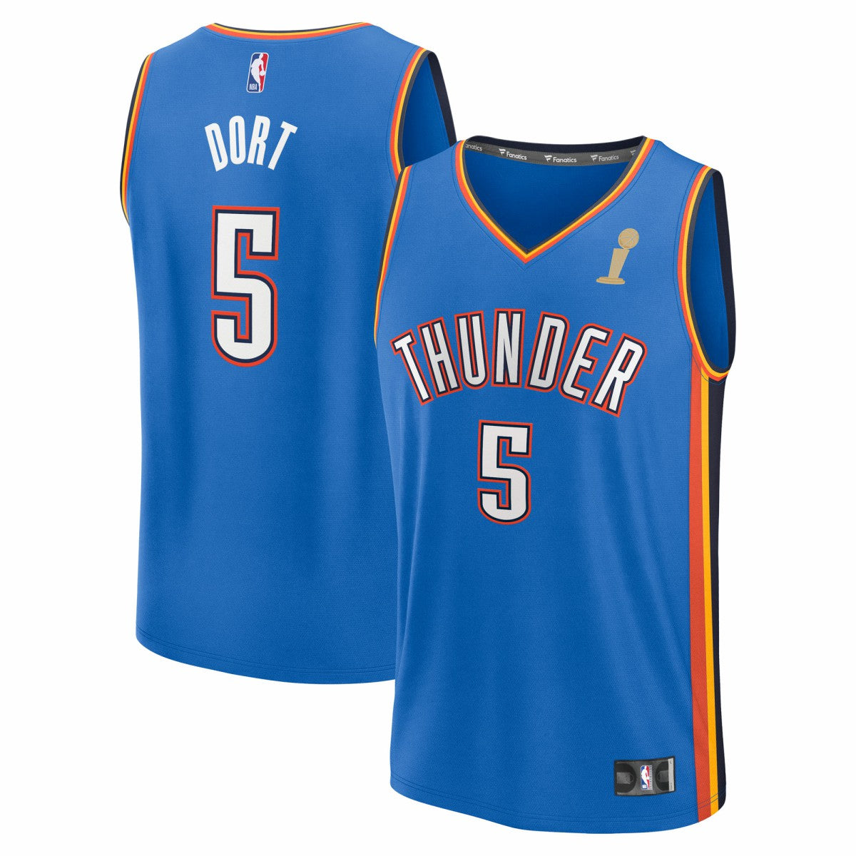Fanatics Luguentz Dort Oklahoma City Thunder 2025 NBA Finals Champions Fast Break Replica Player Jersey Blue Icon Edition