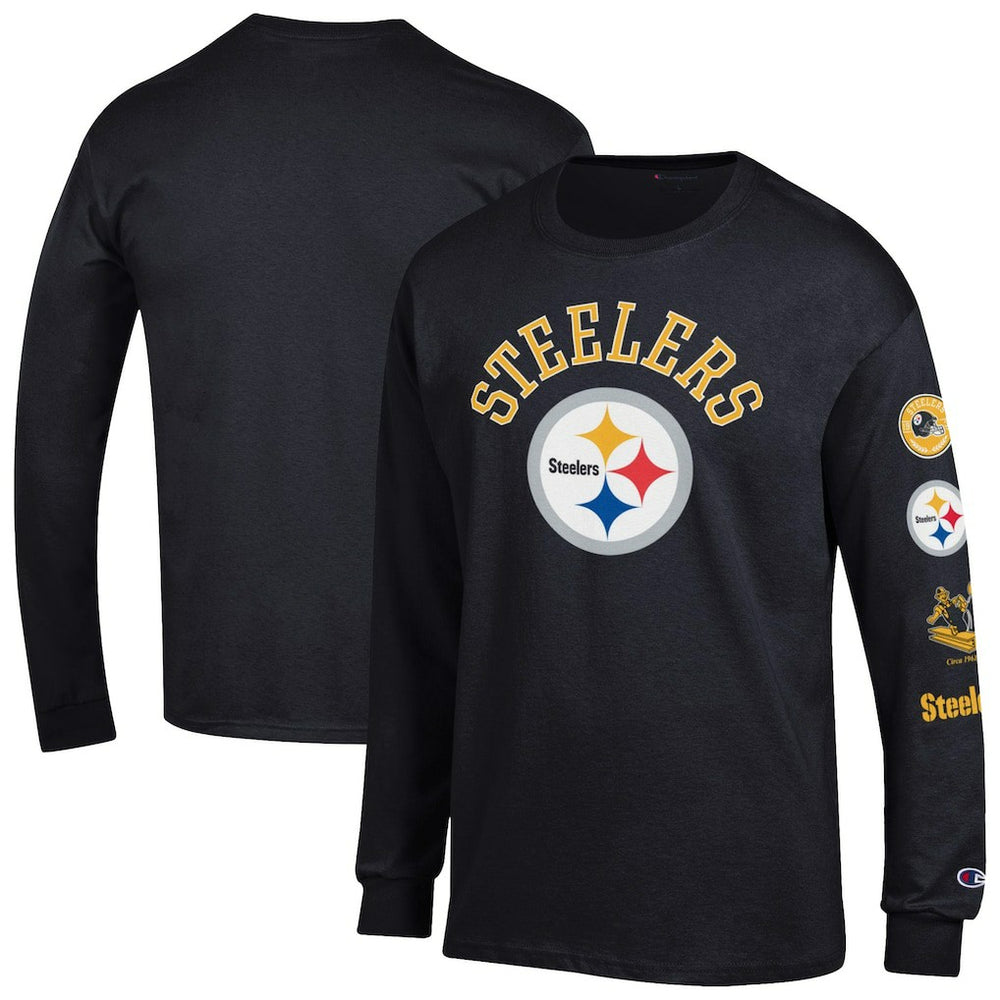 Pittsburgh Steelers Champion Seal Long Sleeve T-Shirt - Black - NFL