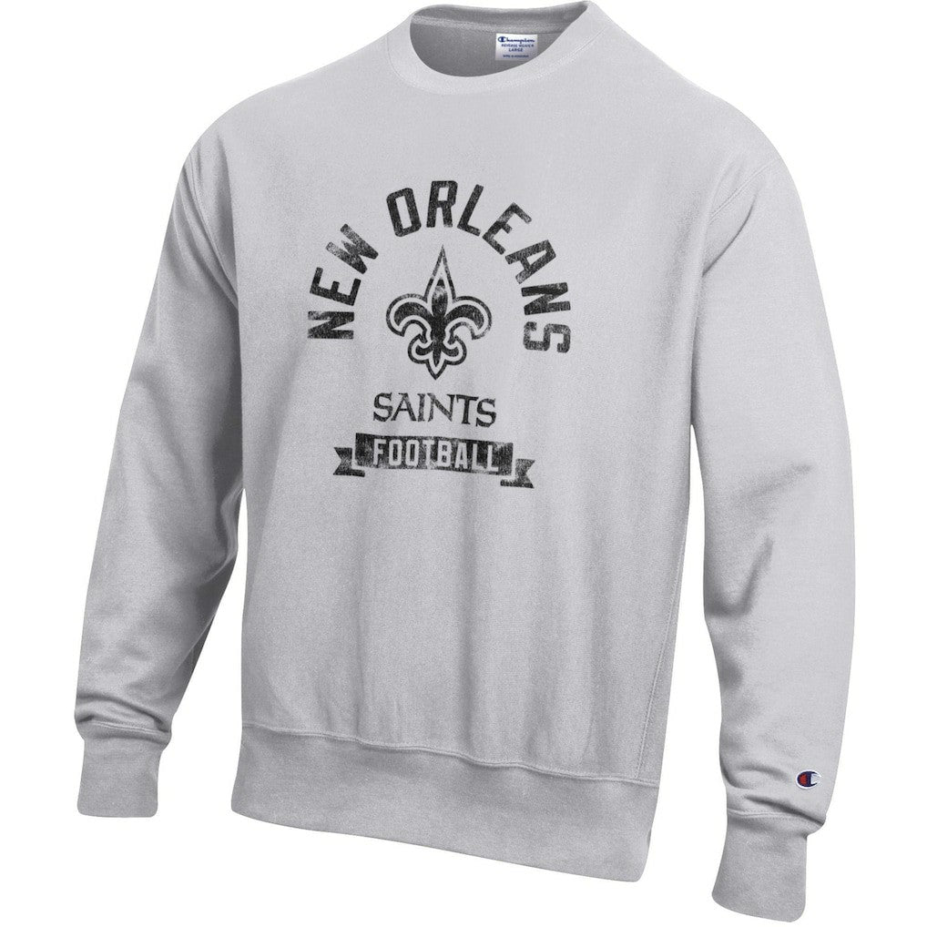 New Orleans Saints Champion Reverse Weave Fleece Pullover Sweatshirt - Heather Gray - NFL