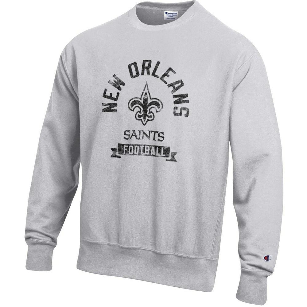 New Orleans Saints Champion Reverse Weave Fleece Pullover Sweatshirt - Heather Gray - NFL