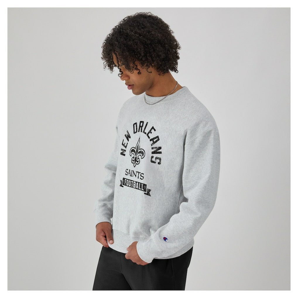 New Orleans Saints Champion Reverse Weave Fleece Pullover Sweatshirt - Heather Gray - NFL