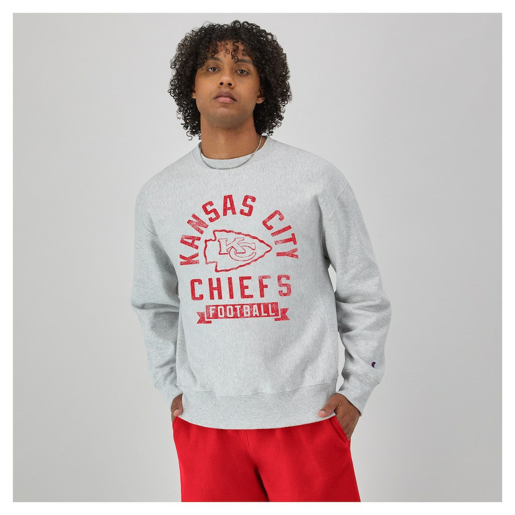 Kansas City Chiefs Champion Reverse Weave Fleece Pullover Sweatshirt - Heather Gray - NFL