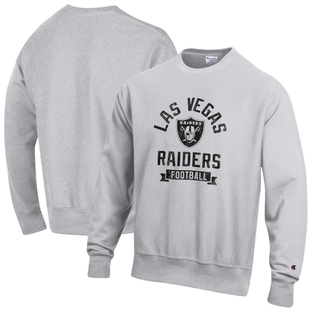 Las Vegas Raiders Champion Reverse Weave Fleece Pullover Sweatshirt - Heather Gray - NFL