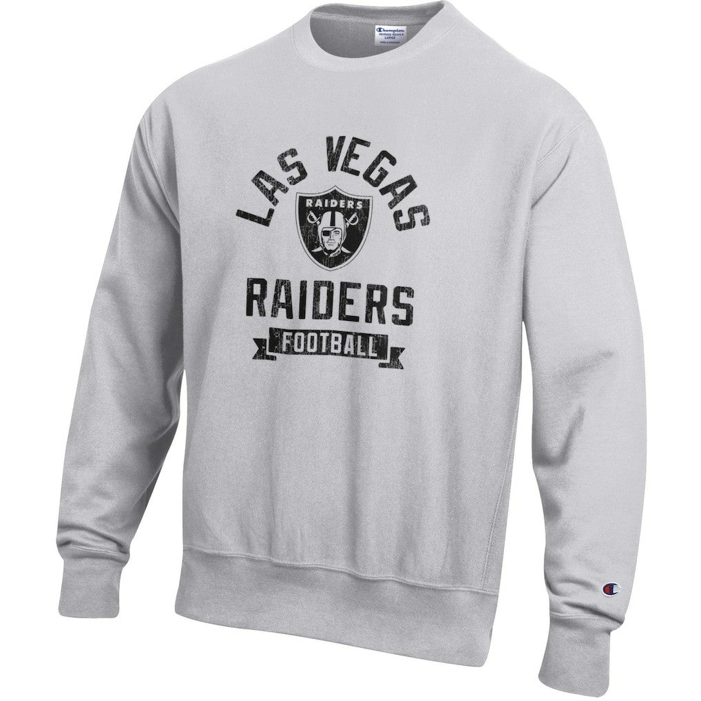 Las Vegas Raiders Champion Reverse Weave Fleece Pullover Sweatshirt - Heather Gray - NFL