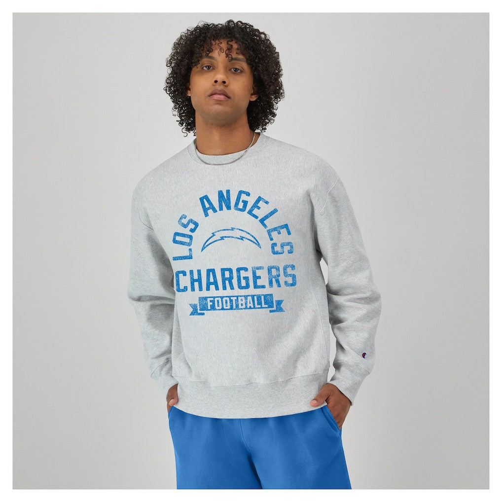Los Angeles Chargers Champion Reverse Weave Fleece Pullover Sweatshirt - Heather Gray - NFL