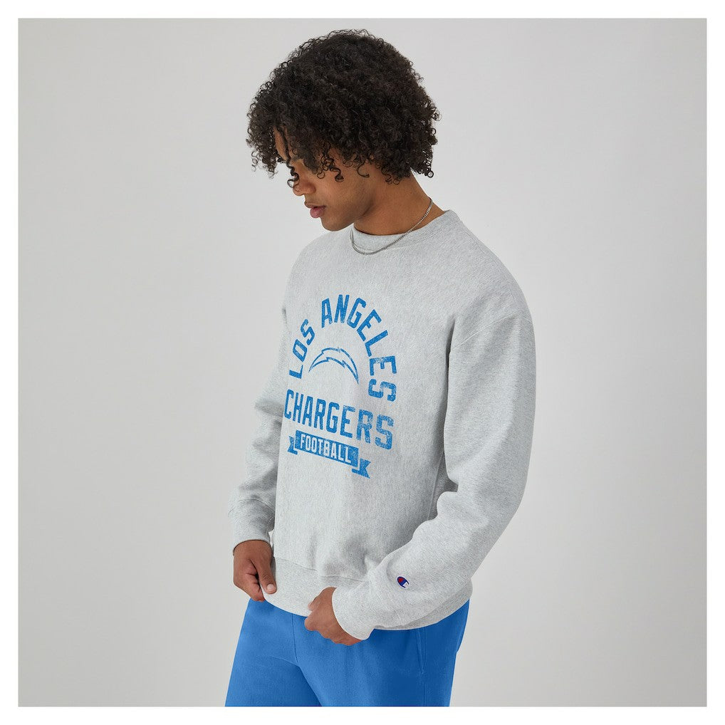 Los Angeles Chargers Champion Reverse Weave Fleece Pullover Sweatshirt - Heather Gray - NFL