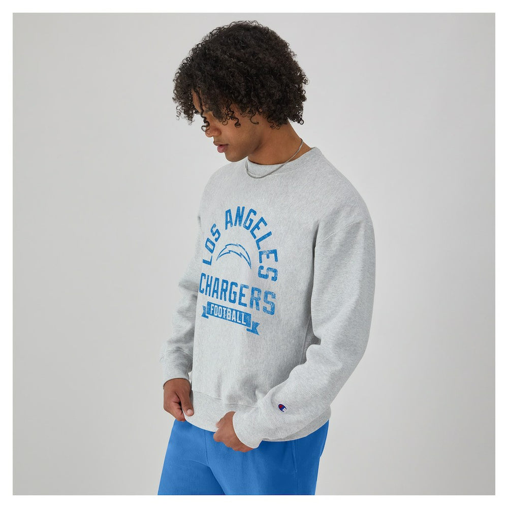 Los Angeles Chargers Champion Reverse Weave Fleece Pullover Sweatshirt - Heather Gray - NFL