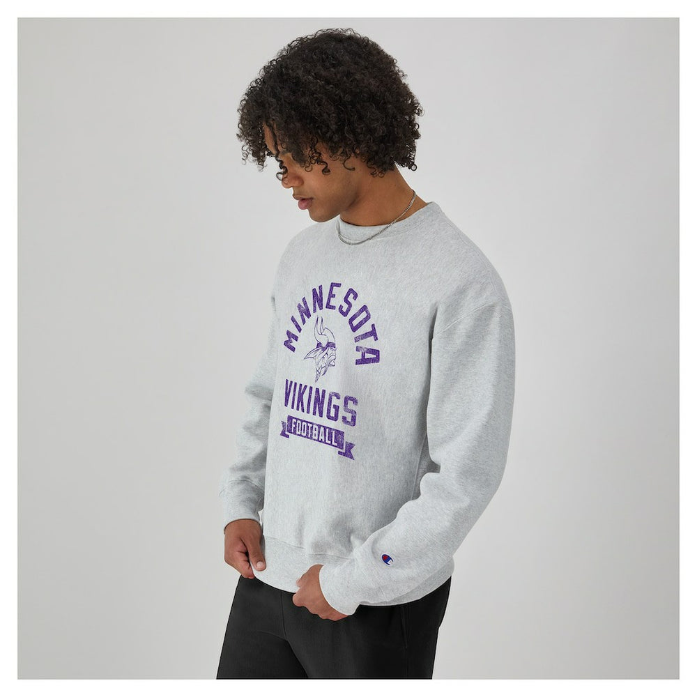 Minnesota Vikings Champion Reverse Weave Fleece Pullover Sweatshirt - Heather Gray - NFL