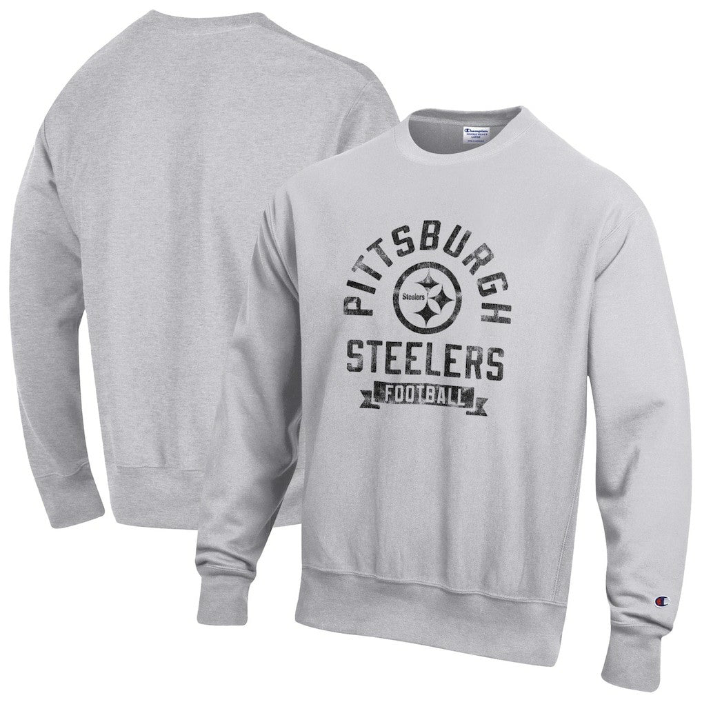 Pittsburgh Steelers Champion Reverse Weave Fleece Pullover Sweatshirt - Heather Gray - NFL