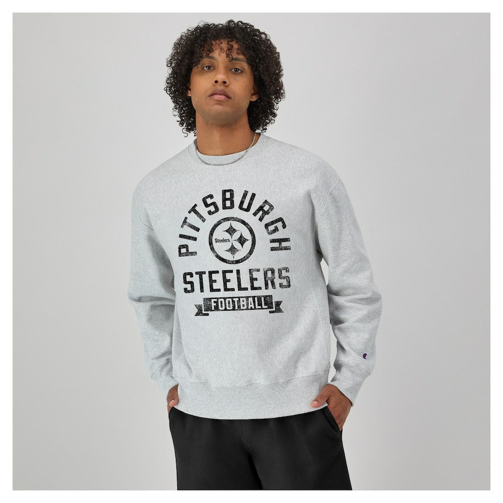 Pittsburgh Steelers Champion Reverse Weave Fleece Pullover Sweatshirt - Heather Gray - NFL