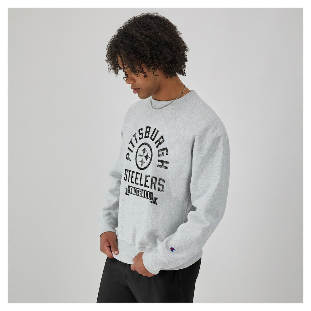 Pittsburgh Steelers Champion Reverse Weave Fleece Pullover Sweatshirt - Heather Gray - NFL