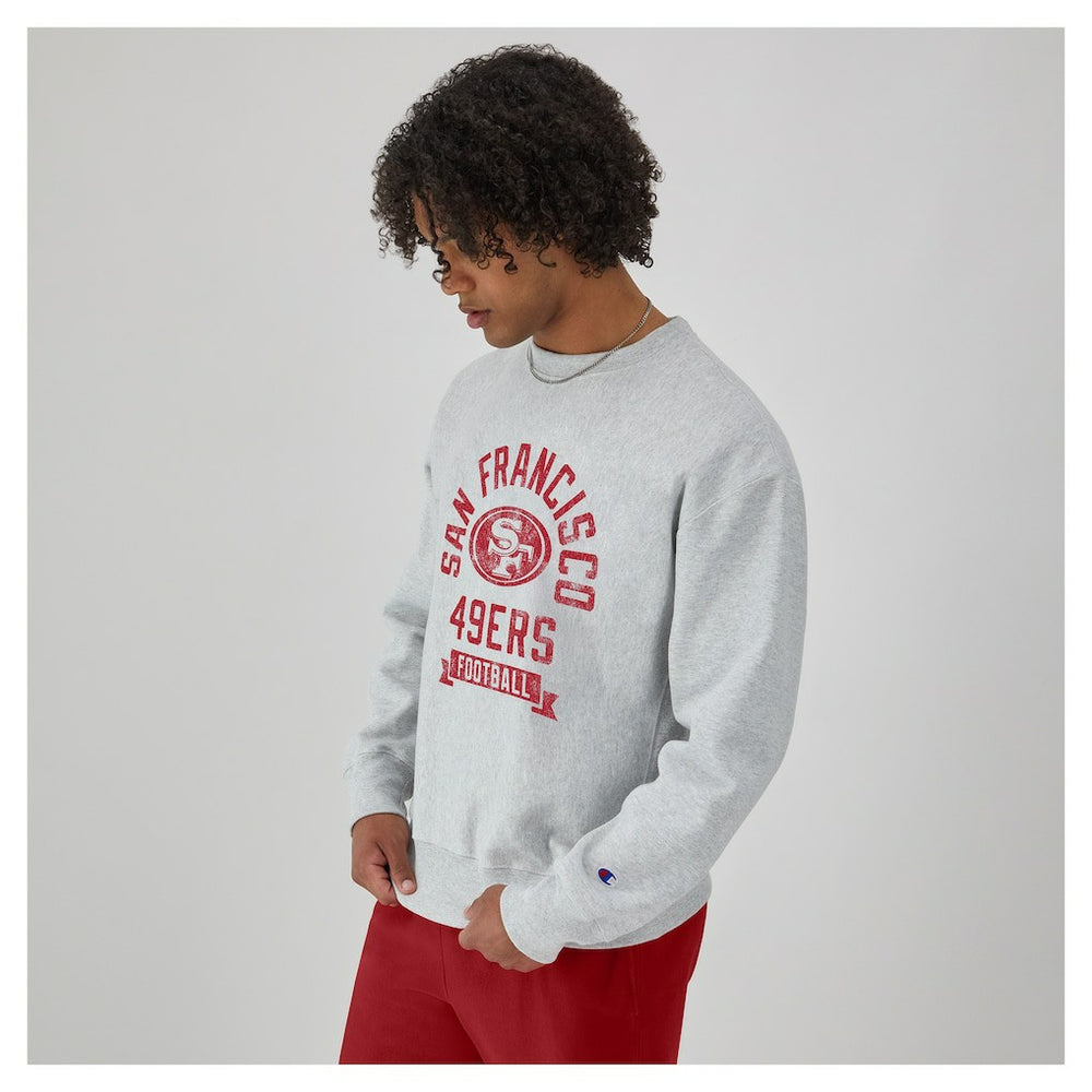 San Francisco 49ers Champion Reverse Weave Fleece Pullover Sweatshirt - Heather Gray - NFL