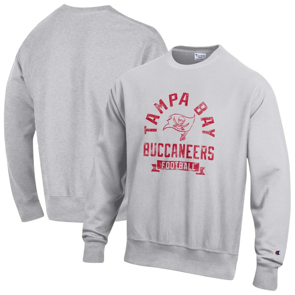 Tampa Bay Buccaneers Champion Reverse Weave Fleece Pullover Sweatshirt - Heather Gray - NFL