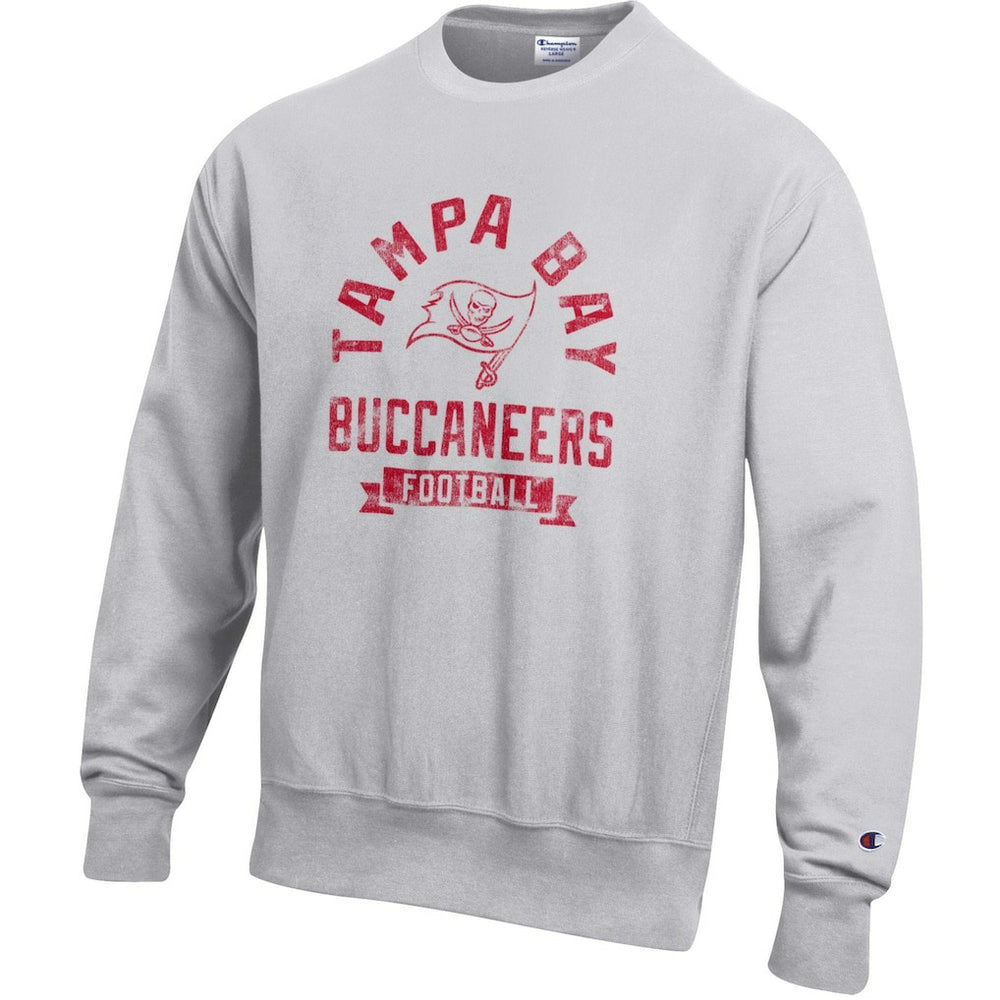 Tampa Bay Buccaneers Champion Reverse Weave Fleece Pullover Sweatshirt - Heather Gray - NFL