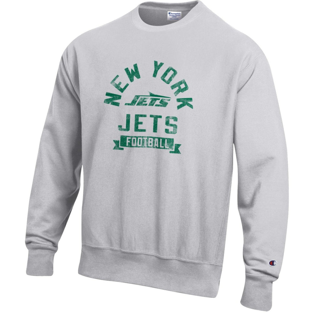 New York Jets Champion Reverse Weave Fleece Pullover Sweatshirt - Heather Gray - NFL