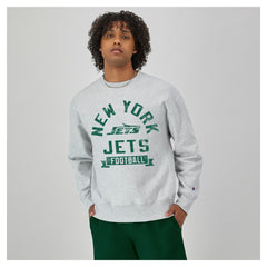 New York Jets Champion Reverse Weave Fleece Pullover Sweatshirt - Heather Gray - NFL