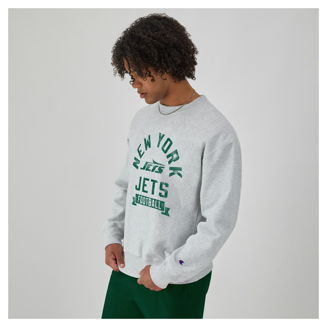 New York Jets Champion Reverse Weave Fleece Pullover Sweatshirt - Heather Gray - NFL