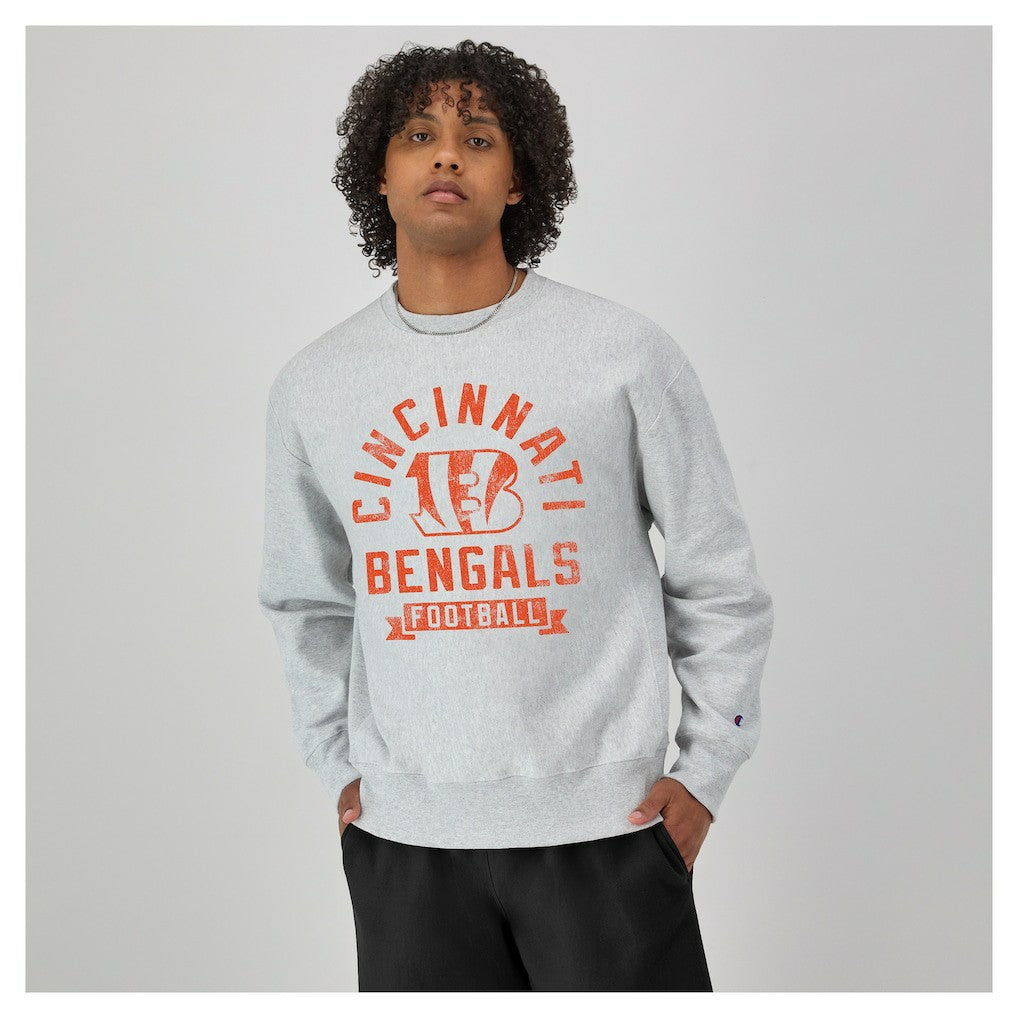 Cincinnati Bengals Champion Reverse Weave Fleece Pullover Sweatshirt - Heather Gray - NFL
