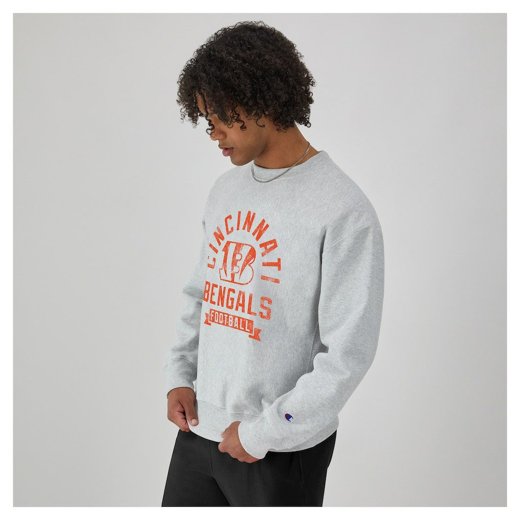 Cincinnati Bengals Champion Reverse Weave Fleece Pullover Sweatshirt - Heather Gray - NFL