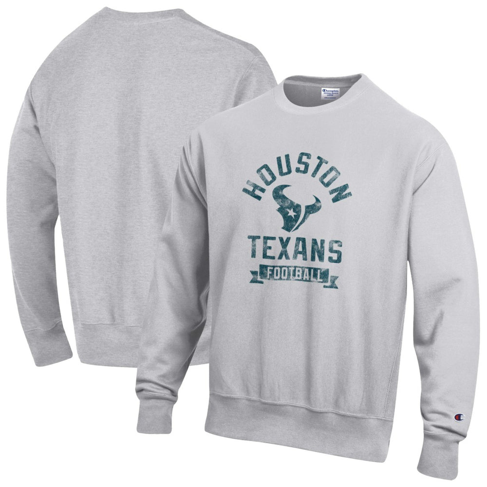 Houston Texans Champion Reverse Weave Fleece Pullover Sweatshirt - Heather Gray - NFL