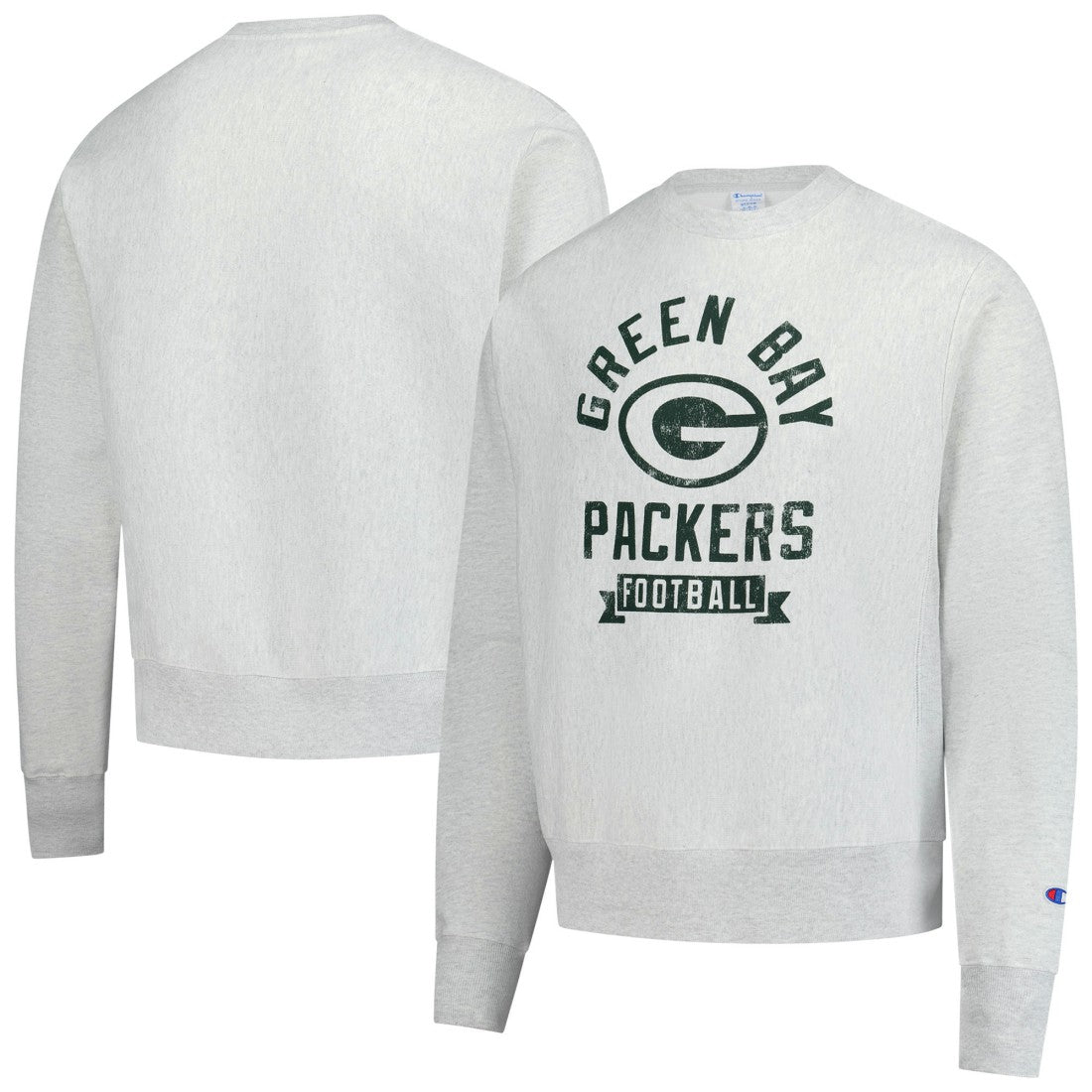 Green Bay Packers Champion Reverse Weave Fleece Pullover Sweatshirt - Heather Gray - NFL