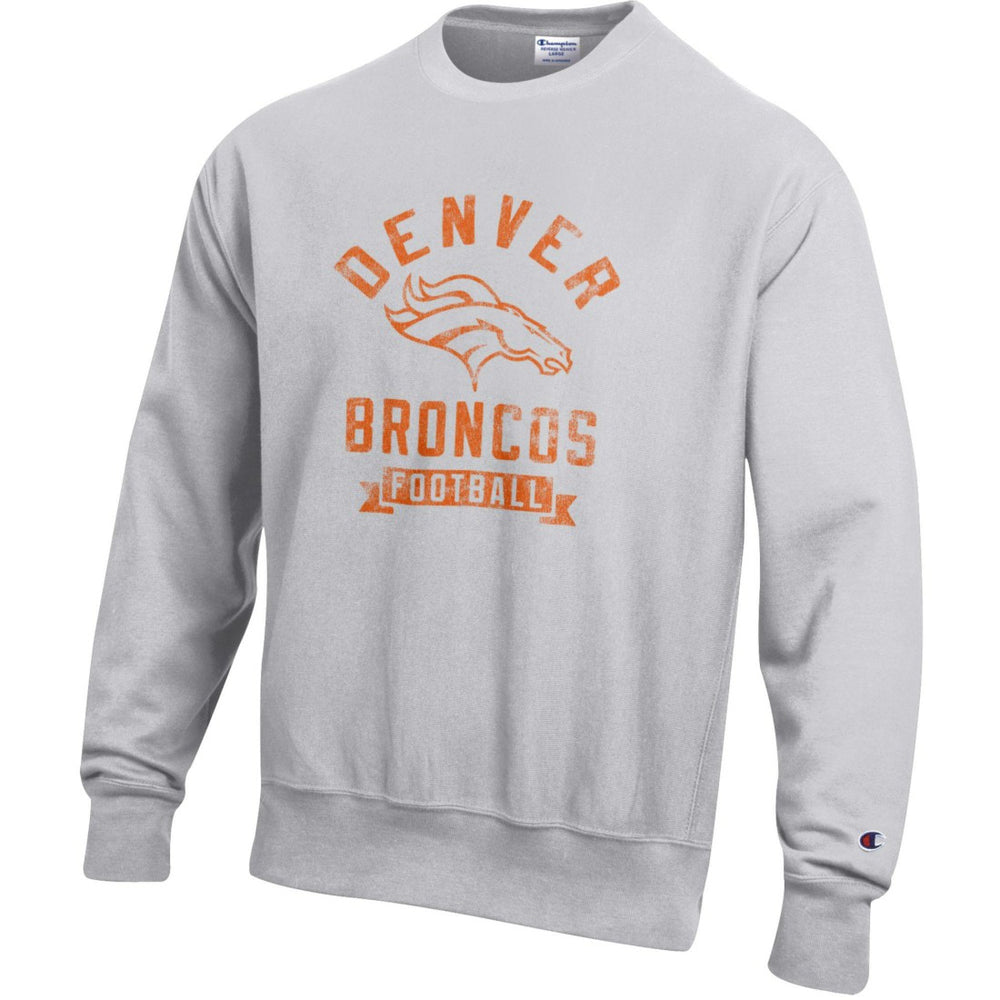 Denver Broncos Champion Reverse Weave Fleece Pullover Sweatshirt - Heather Gray - NFL
