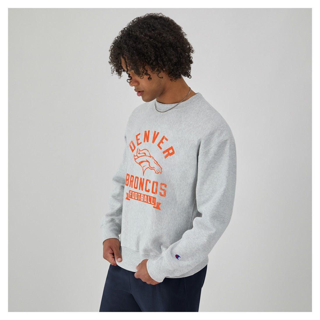 Denver Broncos Champion Reverse Weave Fleece Pullover Sweatshirt - Heather Gray - NFL