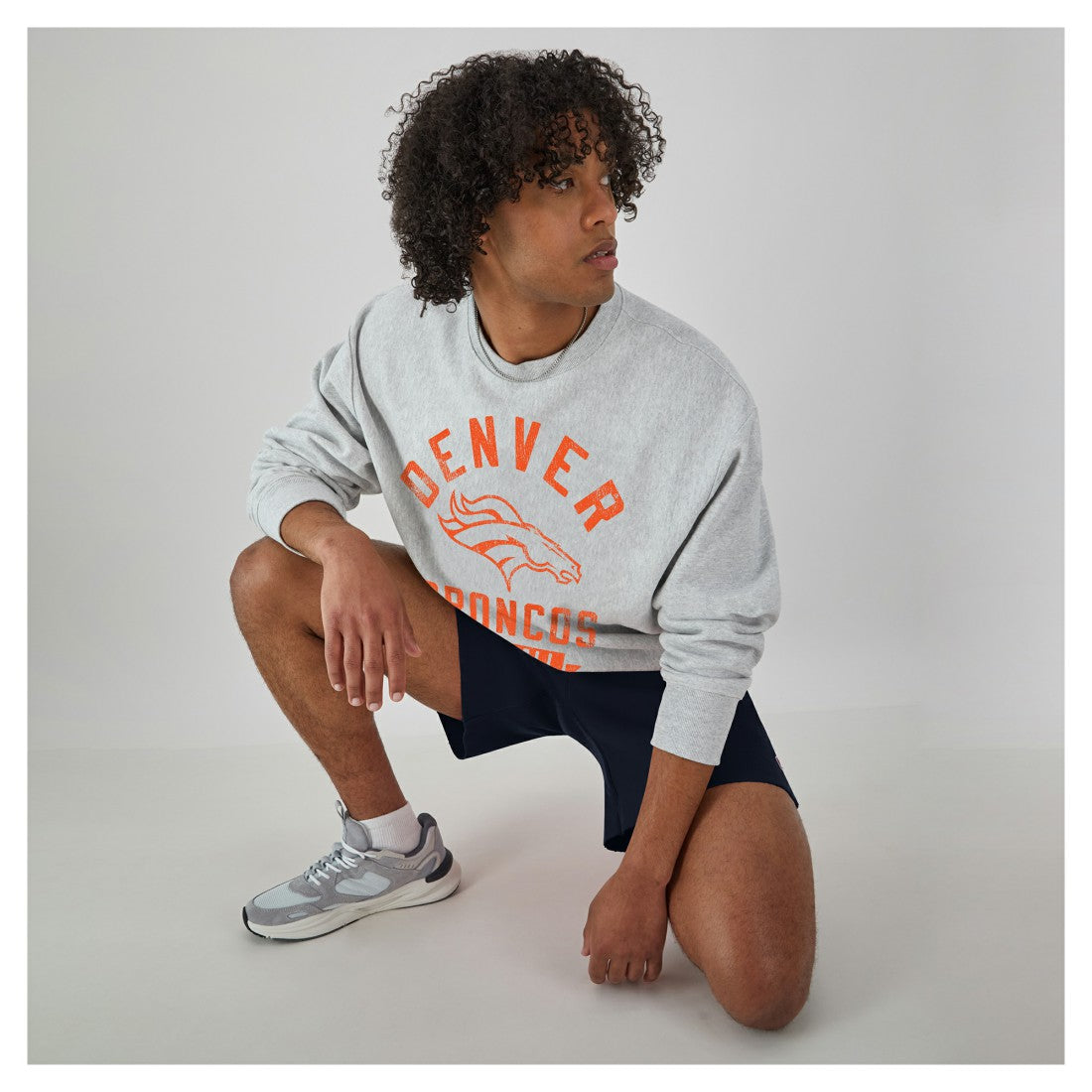 Denver Broncos Champion Reverse Weave Fleece Pullover Sweatshirt - Heather Gray - NFL