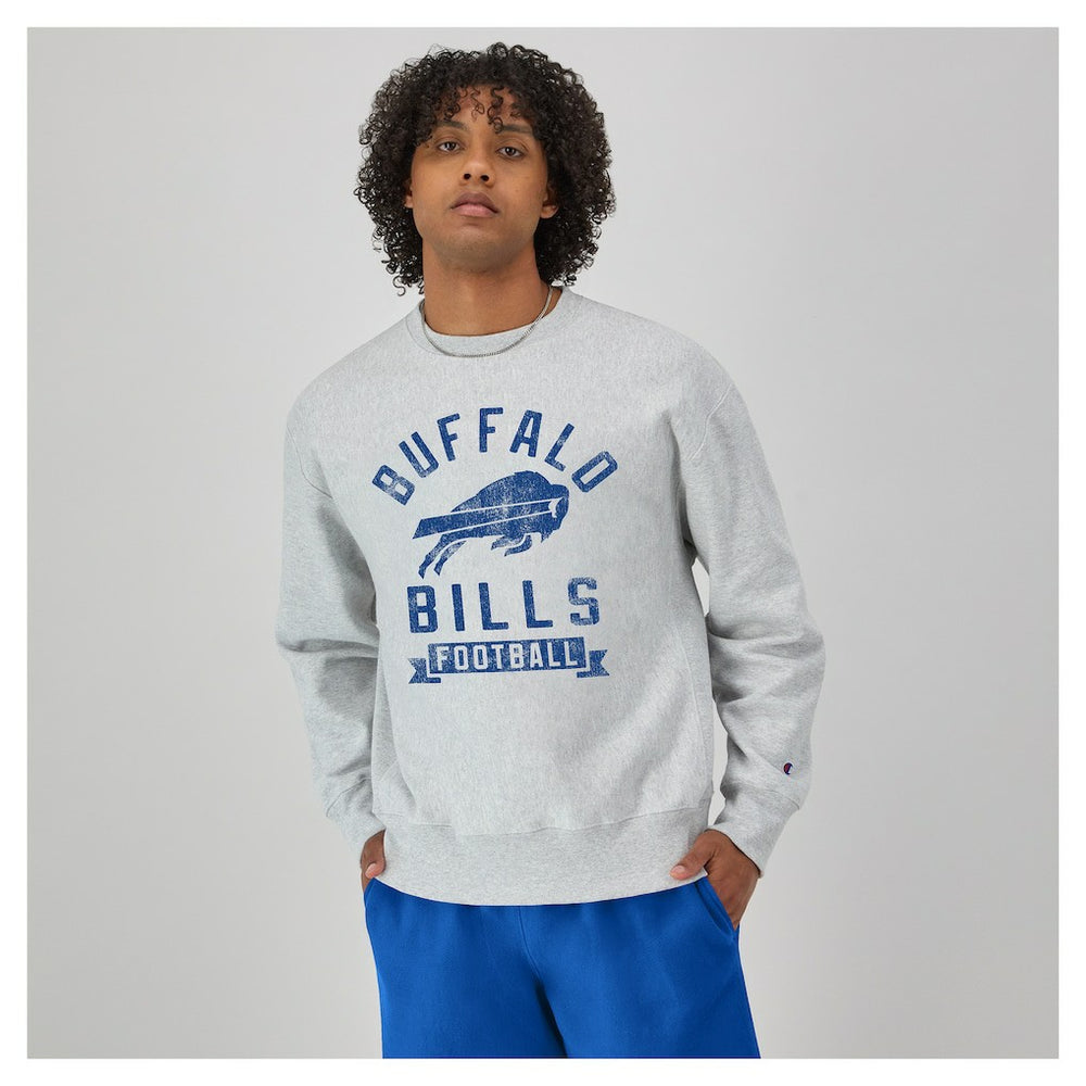 Buffalo Bills Champion Reverse Weave Fleece Pullover Sweatshirt - Heather Gray - NFL