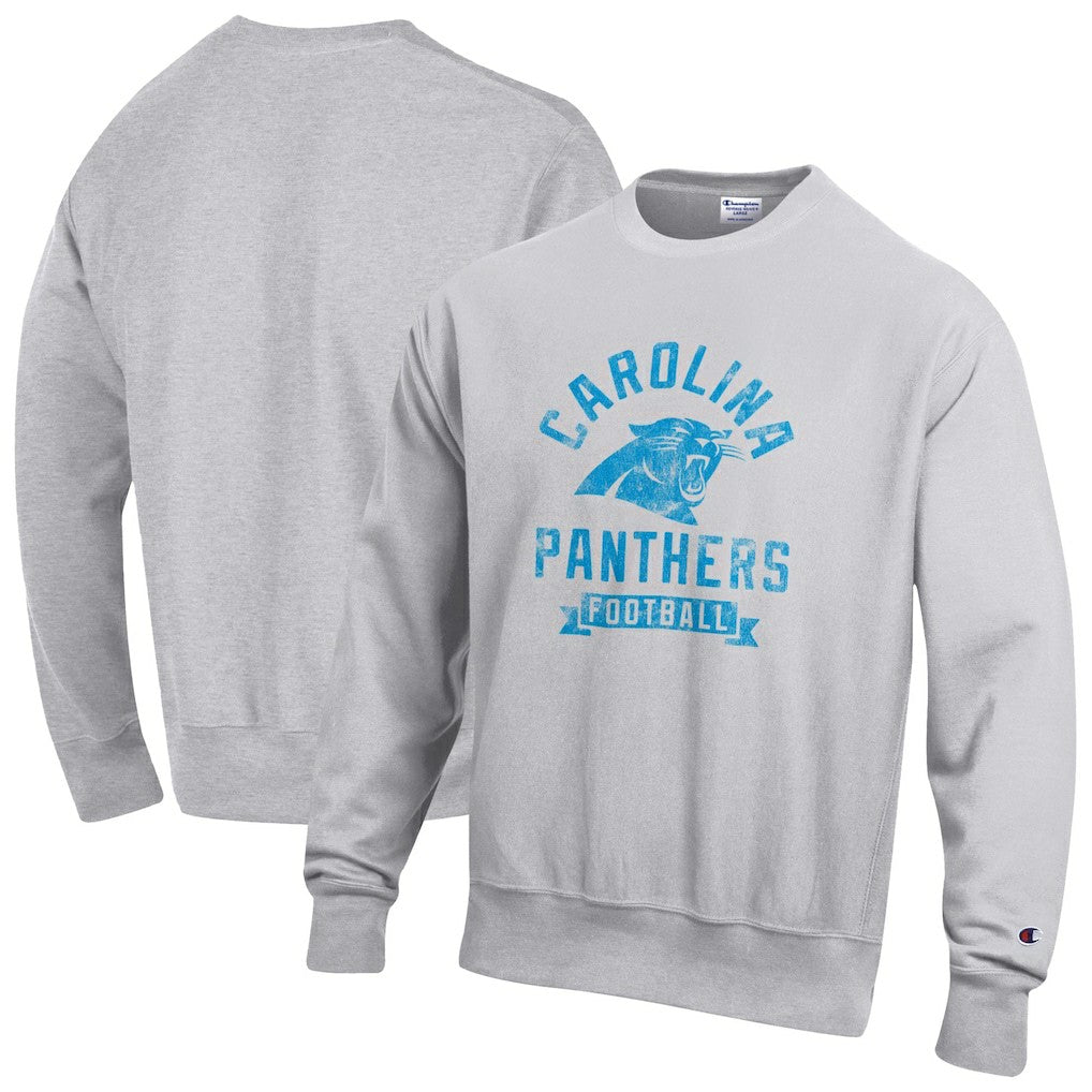 Carolina Panthers Champion Reverse Weave Fleece Pullover Sweatshirt - Heather Gray - NFL