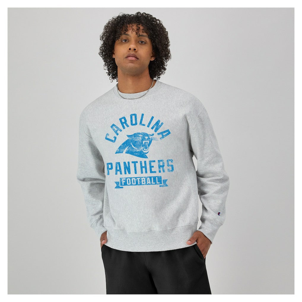 Carolina Panthers Champion Reverse Weave Fleece Pullover Sweatshirt - Heather Gray - NFL