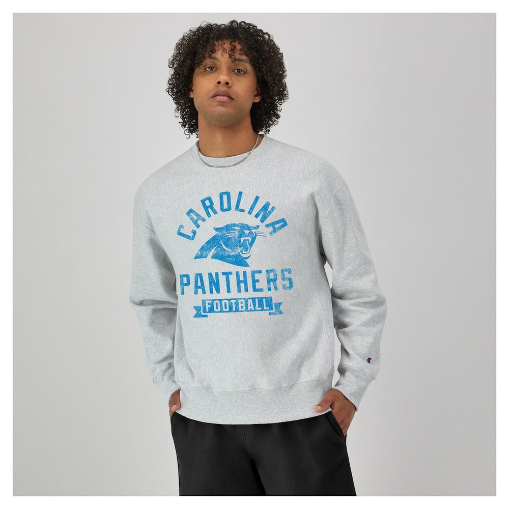 Carolina Panthers Champion Reverse Weave Fleece Pullover Sweatshirt - Heather Gray - NFL