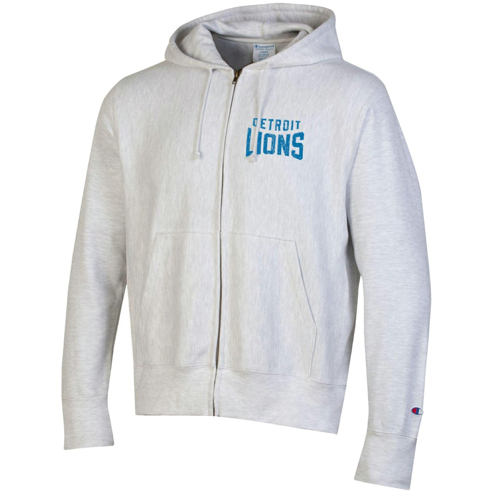Detroit Lions Champion Reverse Weave Full-Zip Hoodie - Heather Gray - NFL