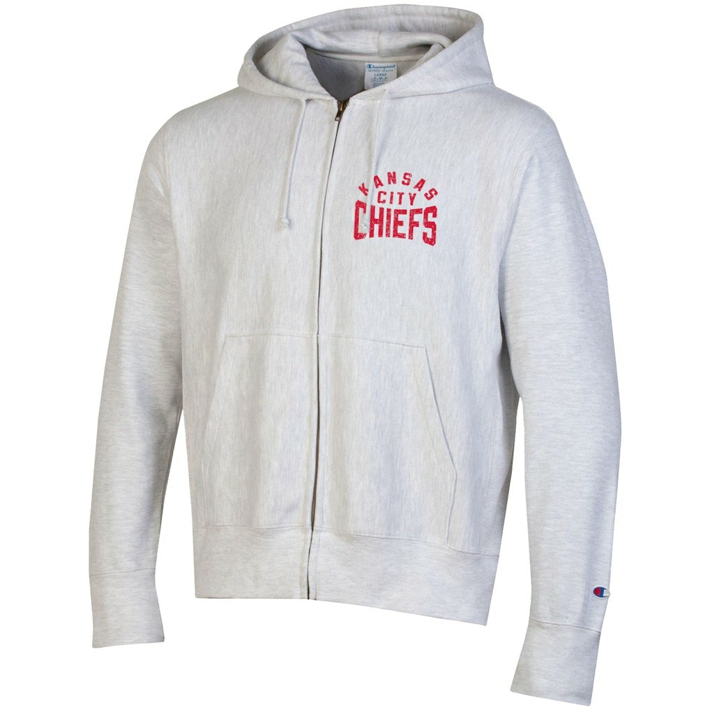 Kansas City Chiefs Champion Reverse Weave Full-Zip Hoodie - Heather Gray - NFL