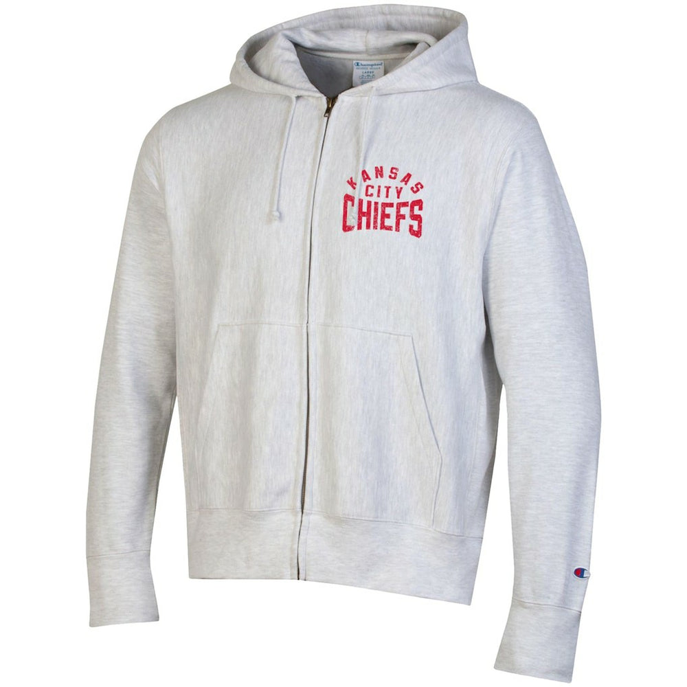 Kansas City Chiefs Champion Reverse Weave Full-Zip Hoodie - Heather Gray - NFL