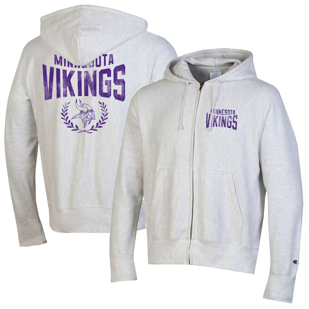 Minnesota Vikings Champion Reverse Weave Full-Zip Hoodie - Heather Gray - NFL