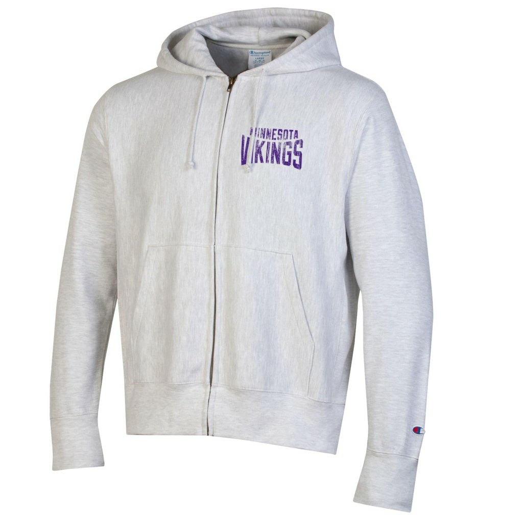 Minnesota Vikings Champion Reverse Weave Full-Zip Hoodie - Heather Gray - NFL