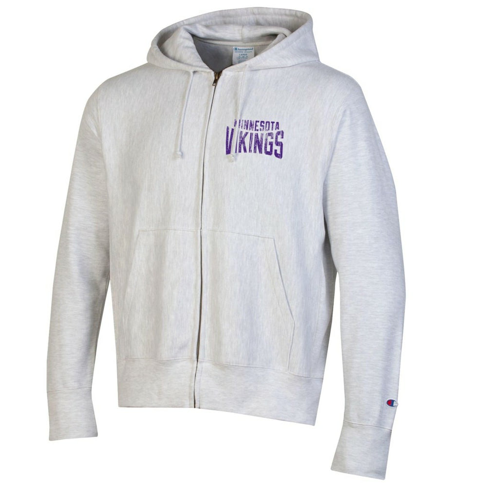 Minnesota Vikings Champion Reverse Weave Full-Zip Hoodie - Heather Gray - NFL