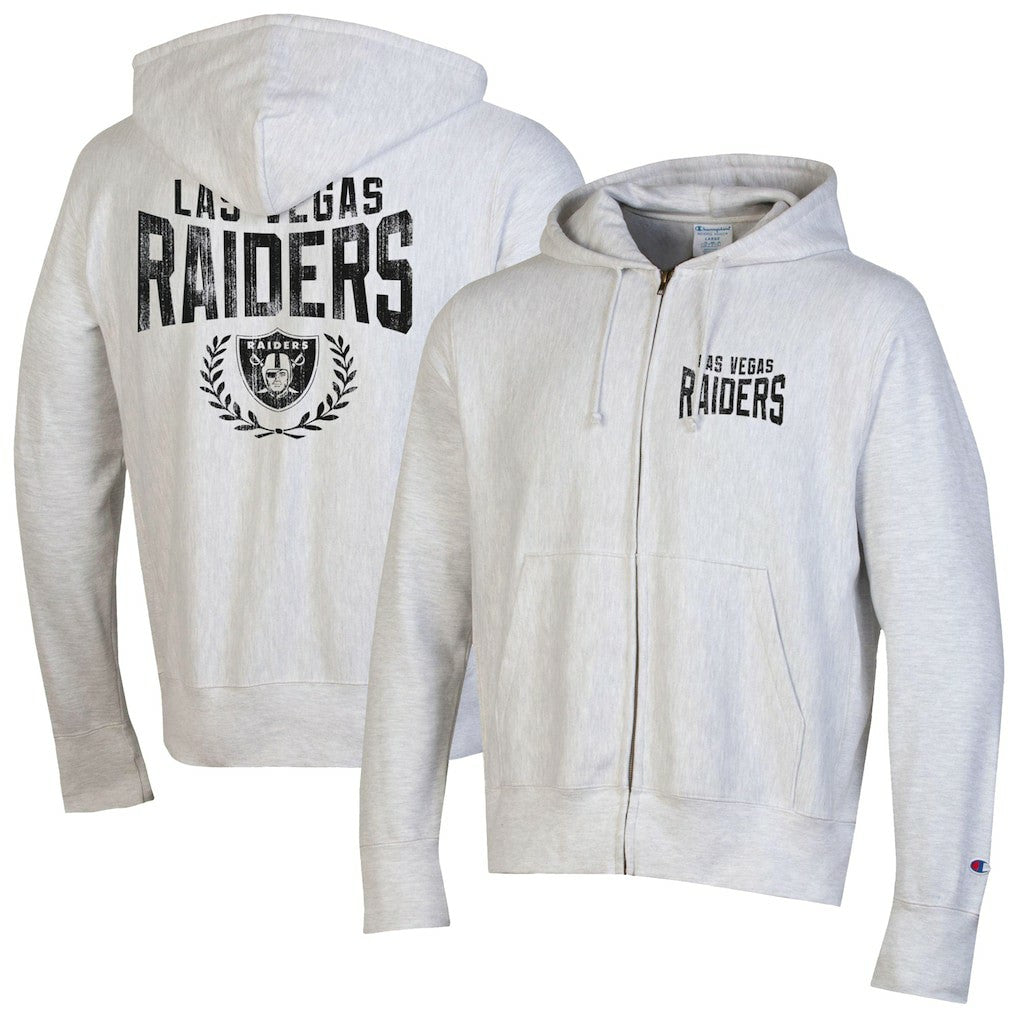 Las Vegas Raiders Champion Reverse Weave Full-Zip Hoodie - Heather Gray - NFL